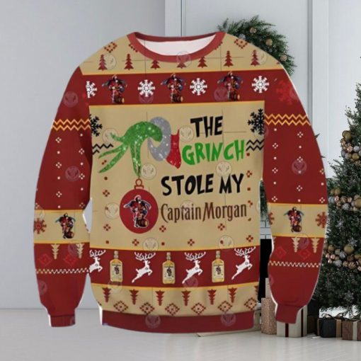 Grinch Stole Captain Morgan Ugly Christmas Sweater Gift For Men And Women