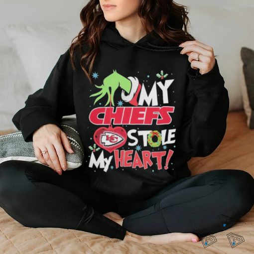 Grinch hand my KC Chiefs stole my heart Christmas shirt