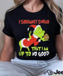 Grinch hat santa I solemnly swear that I am up to no good christmas shirt