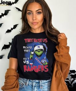 Grinch hat santa NFL they hate us because they ain’t us rangers Football Shirt