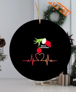 Grinch heart Merry Christmas Ornament