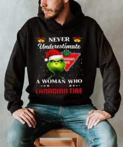 Grinch never underestimate a woman works at canadian tire t shirt