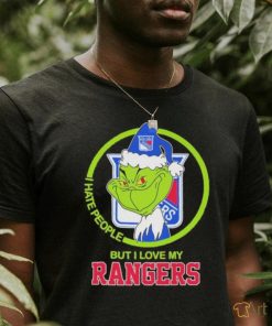 Grinch santa I hate people but I love my Rangers logo christmas shirt