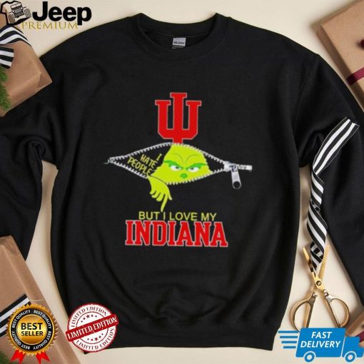 Grinch zipper I hate people but I love my Indiana Hoosiers shirt