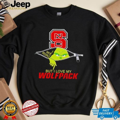 Grinch zipper I hate people but I love my NC State Wolfpack shirt