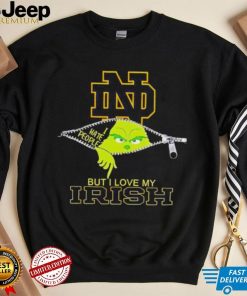 Grinch zipper I hate people but I love my Notre Dame Fighting Irish shirt