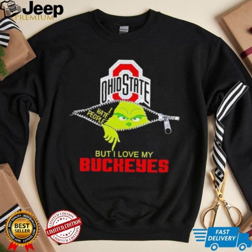 Grinch zipper I hate people but I love my Ohio State Buckeyes shirt