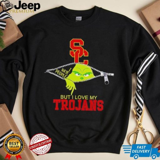 Grinch zipper I hate people but I love my USC Trojans shirt