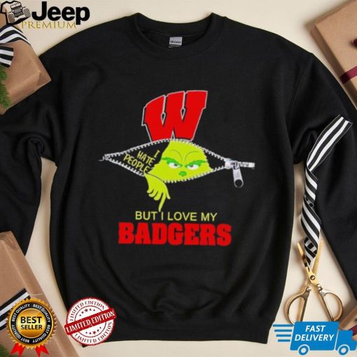 Grinch zipper I hate people but I love my Wisconsin Badgers shirt