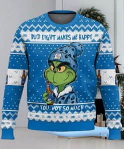 Grnch Bud Light Makes Me Happy Ugly Christmas Sweater