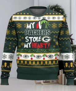 Grnch My Packers Stole My Heart Football Ugly Christmas Sweater