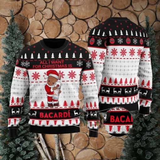 Groot All I Need For Christmas Is Bacardi Ugly Christmas Sweater For Men And Women Gift