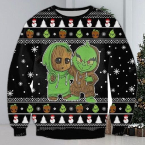 Groot And Grinch Funny Knitting Pattern For Ugly Sweater