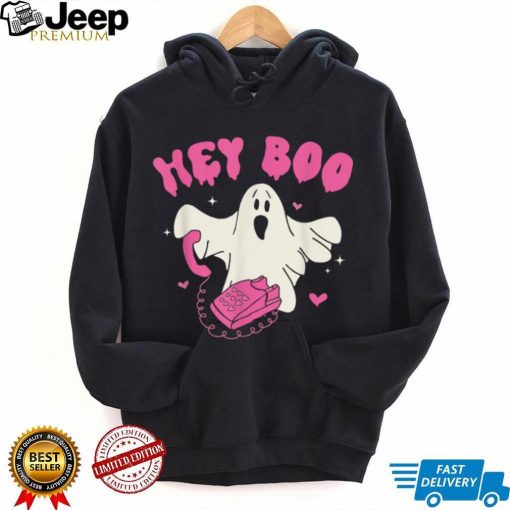 Groovy Hey Boo Pink Cute Halloween Costume Outfit Women Kids T Shirt