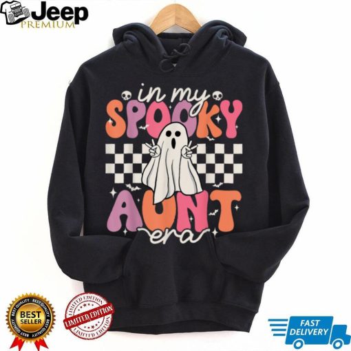 Groovy In My Spooky Aunt Era Retro Auntie Halloween Ghost T Shirt