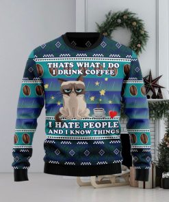 Grumpy Cat Coffee Ugly Christmas Sweater Gift Men Women