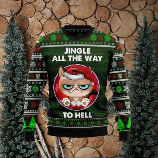 Grumpy Cat Jingle All The Way To Hell Christmas 3D Sweater