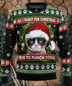 Grumpy Cat Punch You TY2010 Ugly Christmas Sweater