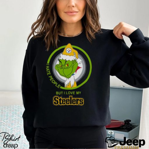 Pittsburgh Steelers NFL Christmas Grinch I Hate People But I Love My Favorite Football Team T Shirt