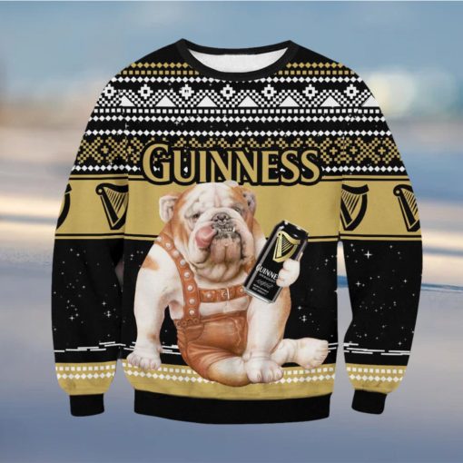 Guinness Bulldog Galaxy Background Ugly Christmas Sweater