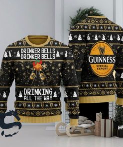 Guinness Drinker Bells Drinking All The Way Christmas Ugly Sweater