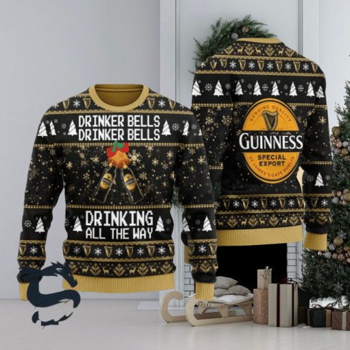 Guinness Drinker Bells Drinking All The Way Christmas Ugly Sweater