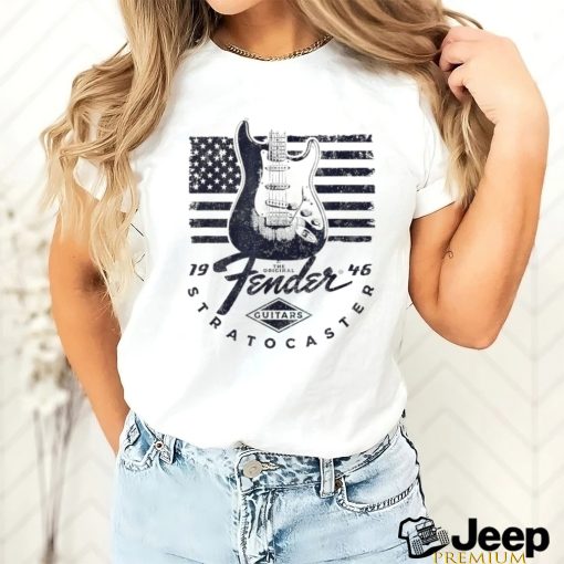 Guitar X The Original Fender Stratocaster American flag logo shirt