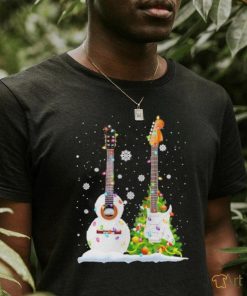 Guitar pine tree merry christmas shirt