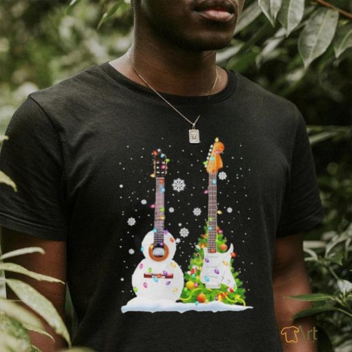 Guitar pine tree merry christmas shirt