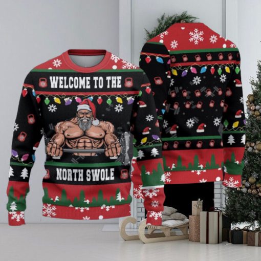 Gym Christmas Woolen Sweater Welcome to the North Swole Ugly Christmas Sweater Unisex 3D Sweater Christmas Gift