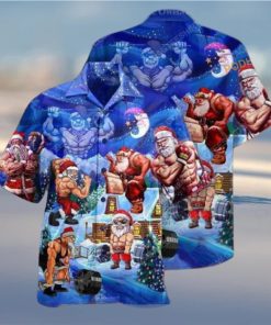 Gym Santa Christmas Aloha Shirt, Santa Claus Hawaiian