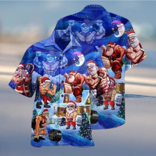 Gym Santa Christmas Aloha Shirt, Santa Claus Hawaiian