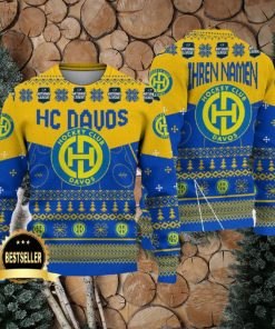 HC Davos Ugly Christmas Sweater Logo Custom Name Gift Fans