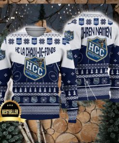 HC La Chaux de Fonds Ugly Christmas Sweater Logo Custom Name Gift Fans