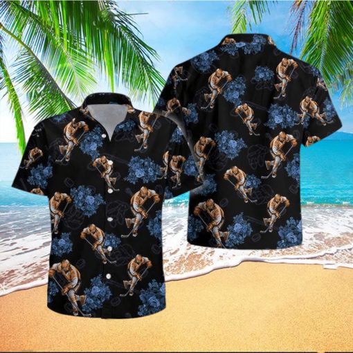 HOCKEY PLAYER BLACK UNISEX HAWAIIAN SHIRTS