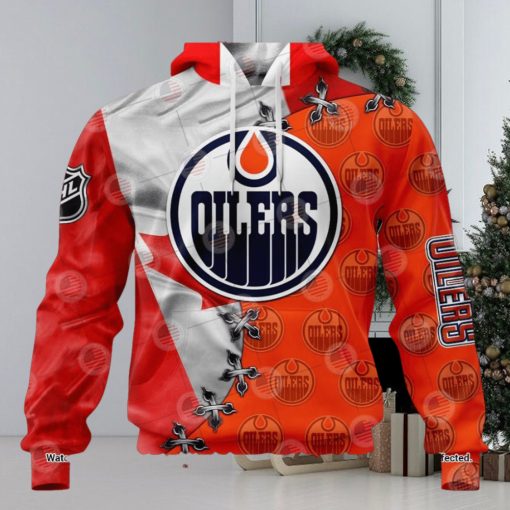 HOT Edmonton Oilers Mix Canada Flag Hoodie