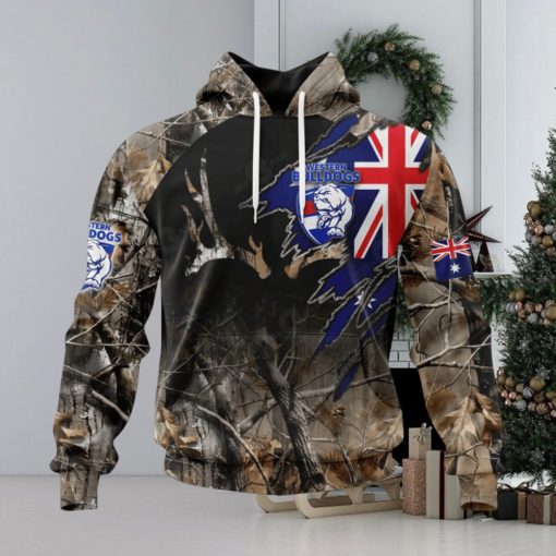 HOT Personalized AFL Western Bulldogs Special Camo Realtree Hunting Hoodie Sweatshirt 3D