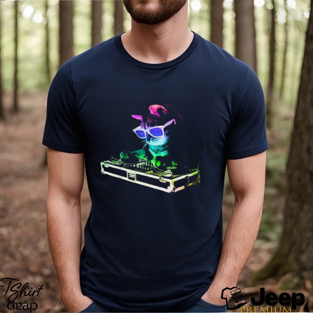 HOUSE CAT (Rainbow DJ Kitty) | Fitted T-Shirt