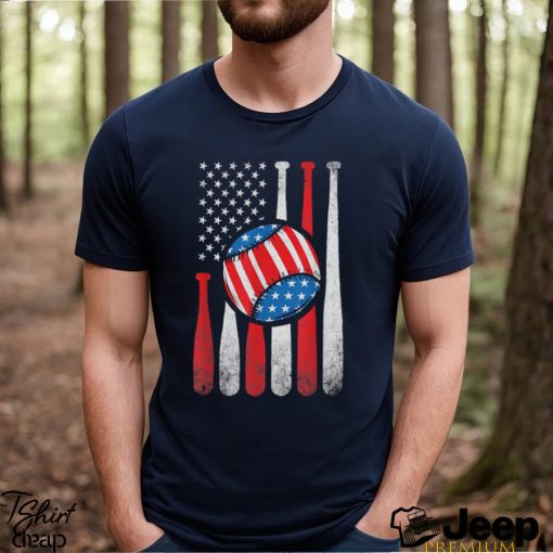 Patriotic Baseball 4th Of July USA American Flag T Shirt