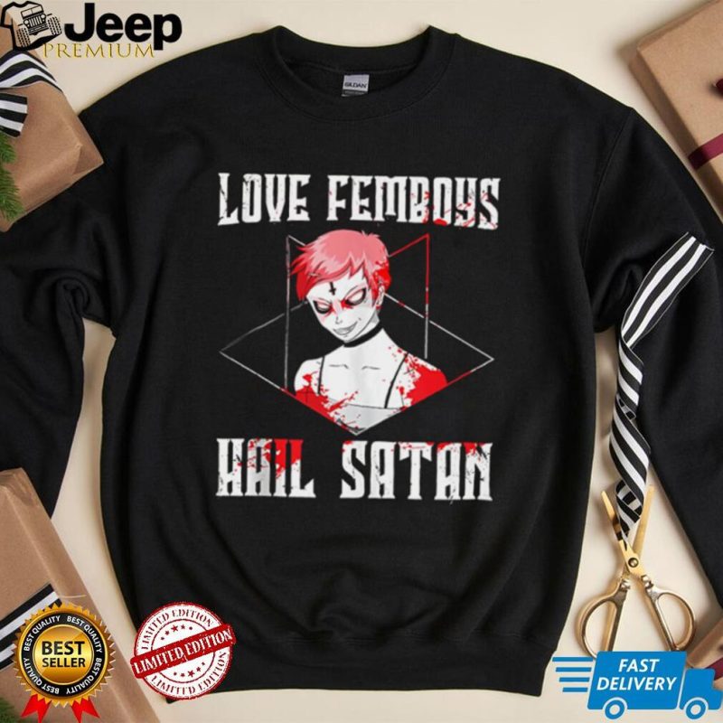 Hail Satan Femboy Anime Boy Satanic Hexagram Star Occult T Shirt