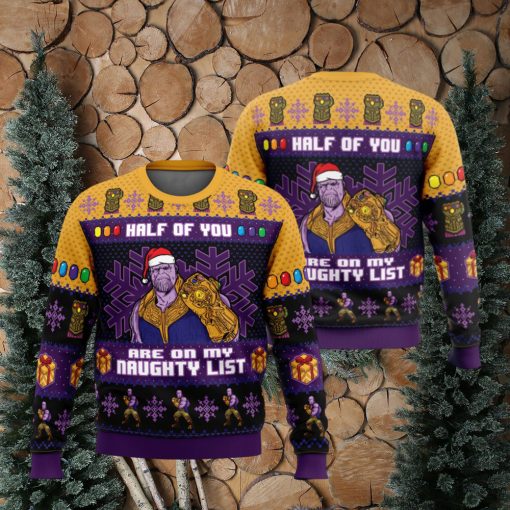 Half of You Are On The Naughty List Thanos Marvel Ugly Christmas Sweater