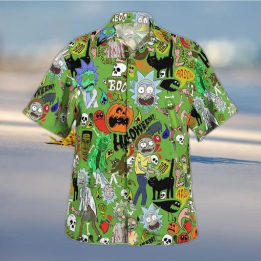 Halloween Aloha Rick And Morty Hawaiian Shirt Gift For Beach Lovers