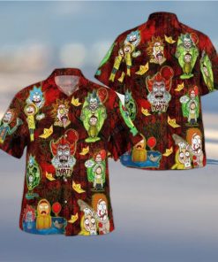 Halloween Aloha Rick And Morty Hawaiian Shirt Holiday Gift For Beach Lovers