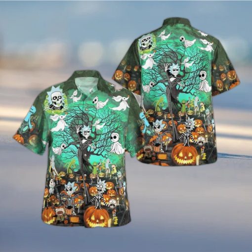 Halloween Aloha Rick And Morty Hawaiian Shirt The Nightmare Before Christmas