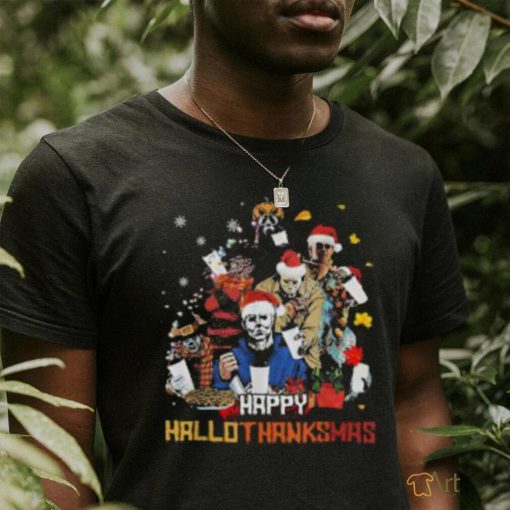 Halloween Horror Movies Characters Happy Hallothanksmas T Shirt