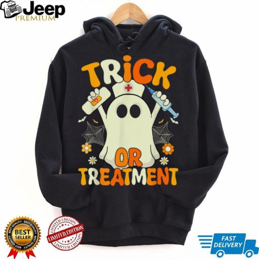 Halloween Nurse Trick Or Treatment Funny Ghost Nurse T Shirt