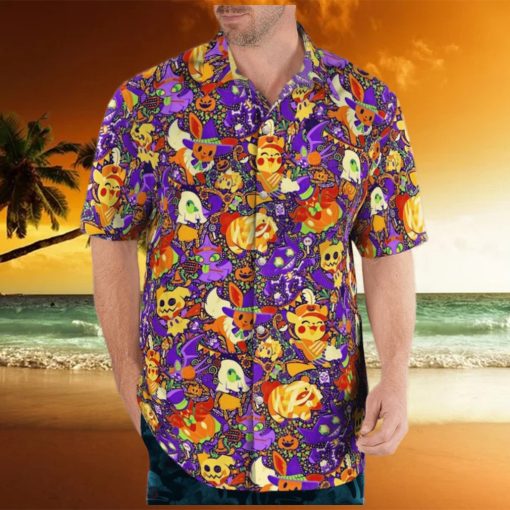 Halloween Pokemon Hawaiian Shirt And Shorts 3D Summer Vacation Hawaiian Shirt