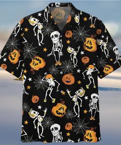 Halloween Pumpkin Skeleton Dancing Hawaiian Shirt