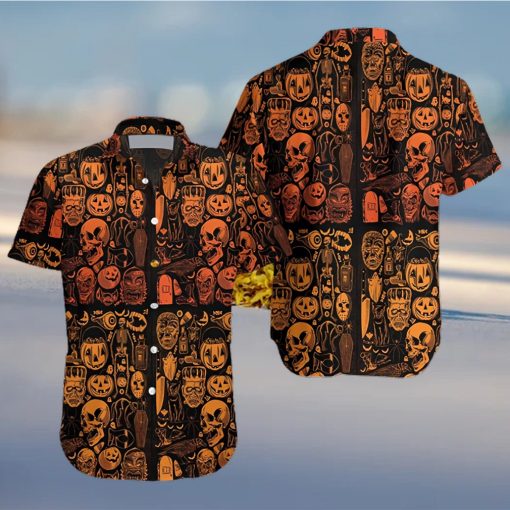 Halloween Skull Pumpkin Hawaiian Shirt For Men Women Adult