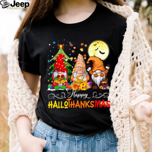 Halloween Thanksgiving Christmas Happy HalloThanksMas Gnomes T Shirt